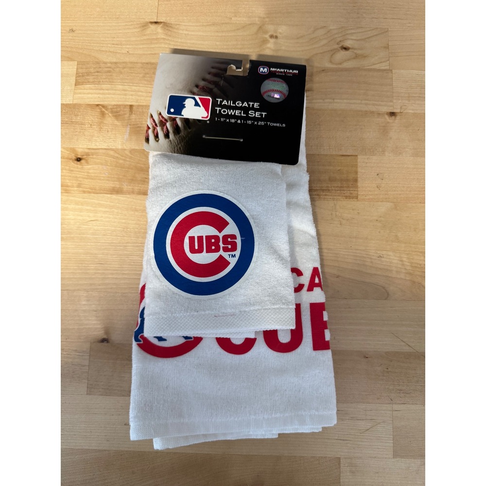 Chicago Cubs MLB Tailgate‎ Towel Set 2 Piece Velour Finger Tip Towel NEW